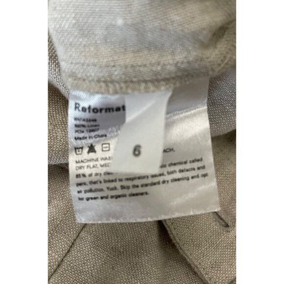 Reformation Beige Linen Wide-Leg Pants Size 6 - Picture 5 of 6